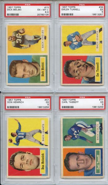 (4) 1957 Topps Football Lot All Graded by PSA