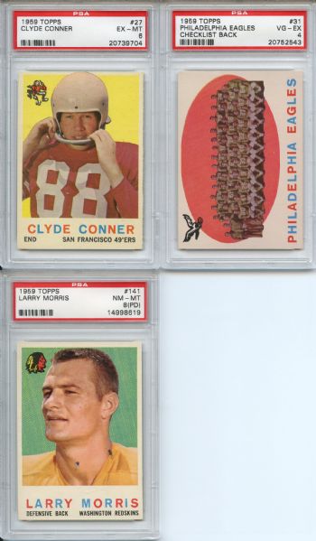 (3) 1959 Topps Football Lot All Graded by PSA
