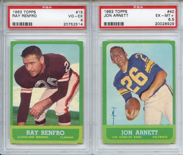 (2) 1963 Topps Football Lot All Graded by PSA