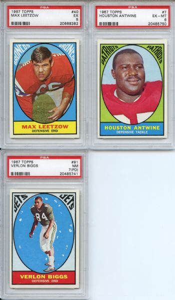 (3) 1967 Topps Football Lot All Graded by PSA