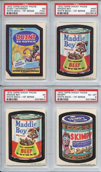 (4) 1973 Topps Wacky Packs Series 1 All Graded by PSA