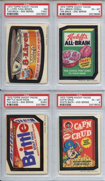 (6) 1973 Topps Wacky Packs Series 2 All Graded by PSA