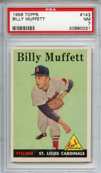 1958 Topps 143 Billy Muffett PSA NM 7