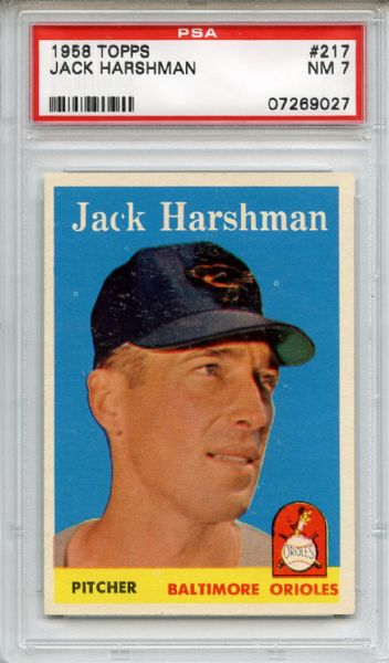 1958 Topps 217 Jack Harshman PSA NM 7
