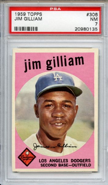 1959 Topps 306 Jim Gilliam PSA NM 7