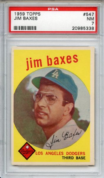 1959 Topps 547 Jim Baxes PSA NM 7