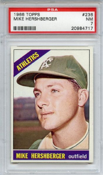 1966 Topps 236 Mike Hershberger PSA NM 7