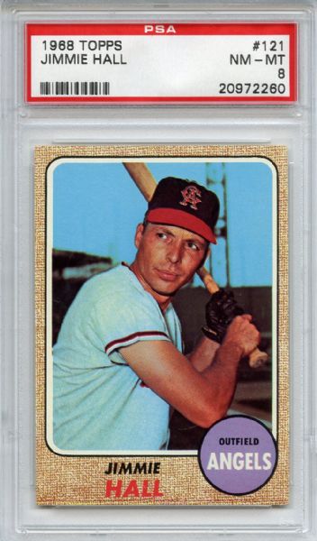 1968 Topps 121 Jimmie Hall PSA NM-MT 8
