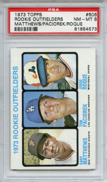 1973 Topps 606 Rookie Outfielders PSA NM-MT 8