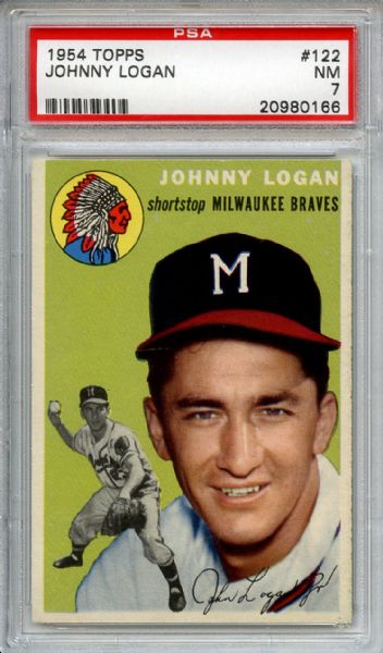 1954 Topps 122 Johnny Logan PSA NM 7