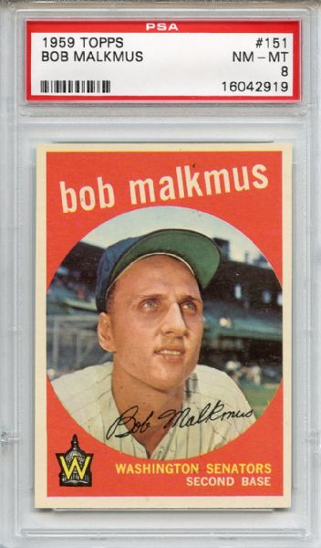 1959 Topps 151 Bob Malkmus PSA NM-MT 8