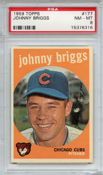 1959 Topps 177 Johnny Briggs PSA NM-MT 8