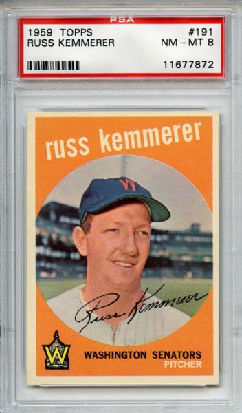 1959 Topps 191 Russ Kemmerer PSA NM-MT 8