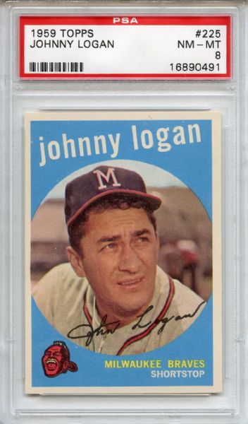 1959 Topps 225 Johnny Logan PSA NM-MT 8