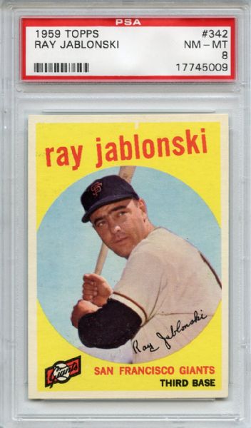 1959 Topps 342 Ray Jablonski PSA NM-MT 8