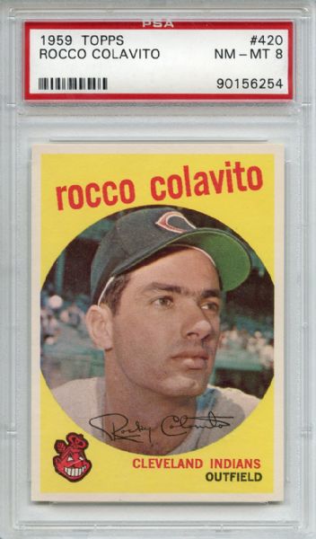 1959 Topps 420 Rocky Colavito PSA NM-MT 8