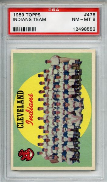 1959 Topps 476 Cleveland Indians Team PSA NM-MT 8