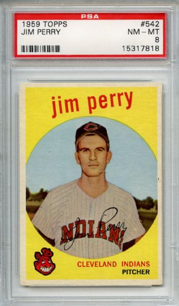 1959 Topps 542 Jim Perry Rookie PSA NM-MT 8