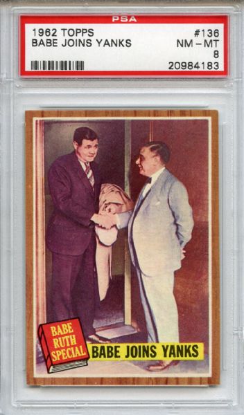 1962 Topps 136 Babe Ruth Joins Yankees PSA NM-MT 8