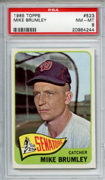 1965 Topps 523 Mike Brumley PSA NM-MT 8