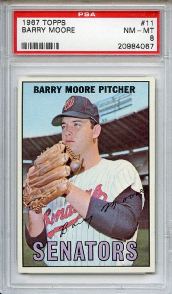 1967 Topps 11 Barry Moore PSA NM-MT 8