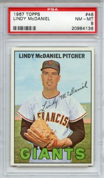 1967 Topps 46 Lindy McDaniel PSA NM-MT 8