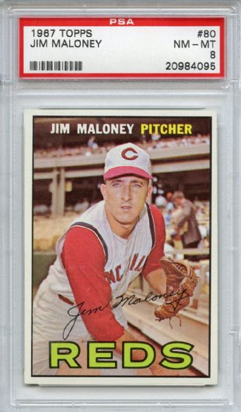 1967 Topps 80 Jim Maloney PSA NM-MT 8