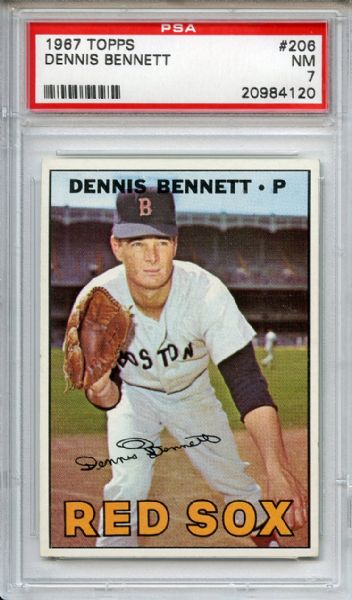 1967 Topps 206 Dennis Bennett PSA NM 7