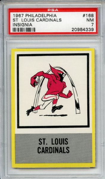 1967 Philadelphia 168 St. Louis Cardinals Insignia PSA NM 7