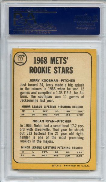 1968 Topps 177 Nolan Ryan Rookie PSA NM-MT 8