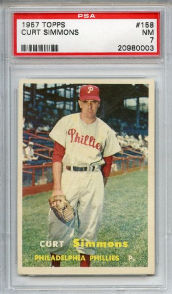1957 Topps 158 Curt Simmons PSA NM 7