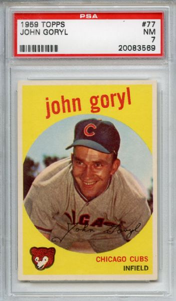 1959 Topps 77 John Goryl PSA NM 7