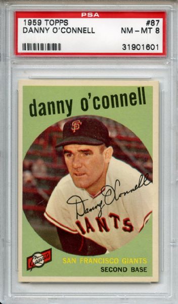 1959 Topps 87 Danny O'Connell PSA NM-MT 8