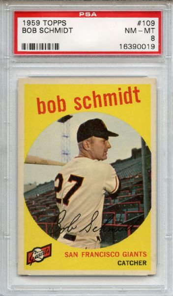 1959 Topps 109 Bob Schmidt PSA NM-MT 8
