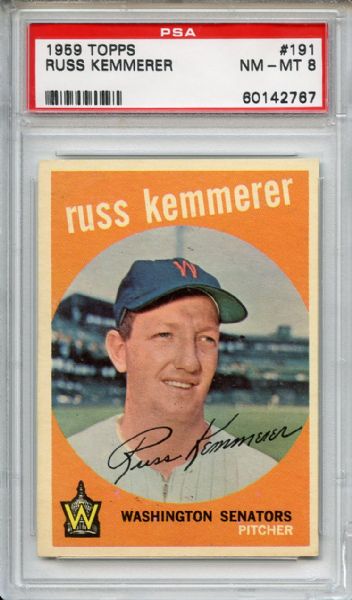1959 Topps 191 Russ Kemmerer PSA NM-MT 8