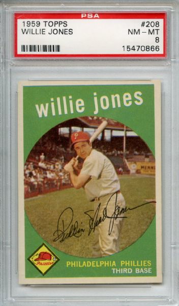 1959 Topps 208 Willie Jones PSA NM-MT 8