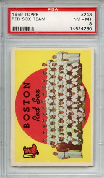 1959 Topps 248 Boston Red Sox Team PSA NM-MT 8