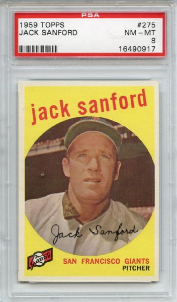 1959 Topps 275 Jack Sanford PSA NM-MT 8
