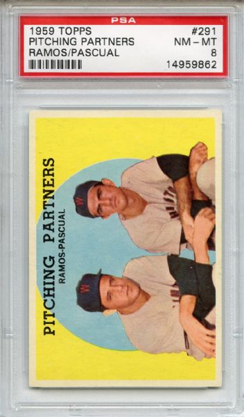 1959 Topps 291 Pitching Partners Ramos Pascual PSA NM-MT 8