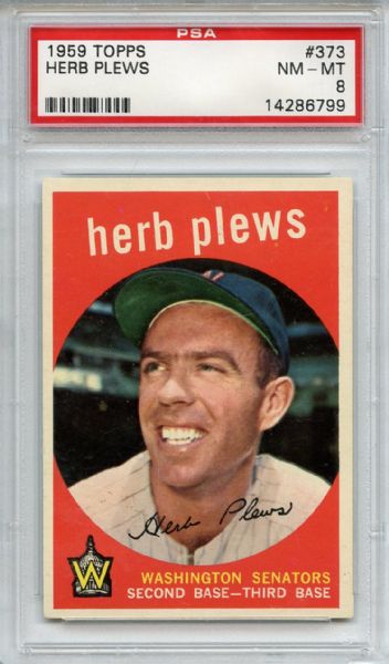 1959 Topps 373 Herb Plews PSA NM-MT 8