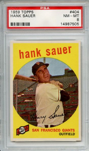 1959 Topps 404 Hank Sauer PSA NM-MT 8