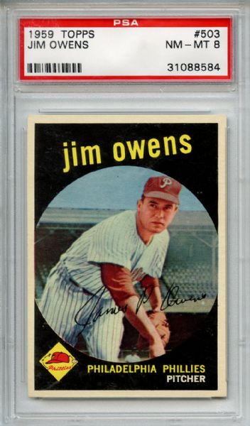 1959 Topps 503 Jim Owens PSA NM-MT 8