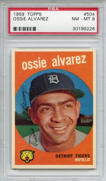 1959 Topps 504 Ossie Alvarez PSA NM-MT 8