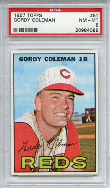 1967 Topps 61 Gordy Coleman PSA NM-MT 8
