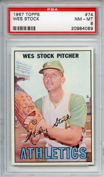 1967 Topps 74 Wes Stock PSA NM-MT 8