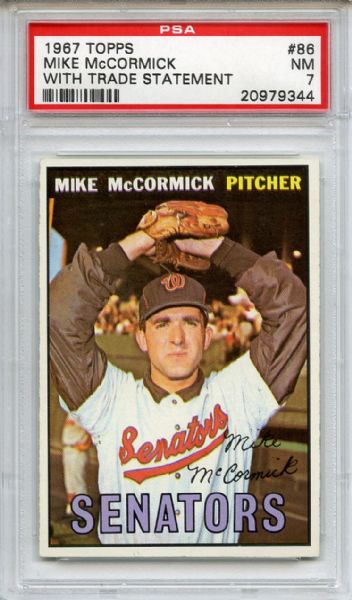 1967 Topps 86 Mike McCormick w/Trade PSA NM 7