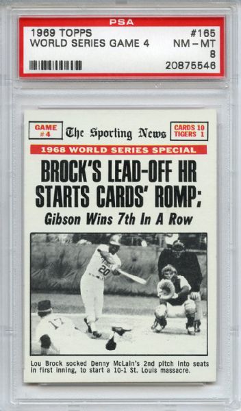 1969 Topps 165 World Series Game 4 Lou Brock PSA NM-MT 8