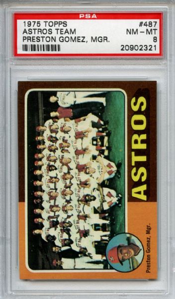 1975 Topps 487 Houston Astros Team PSA NM-MT 8
