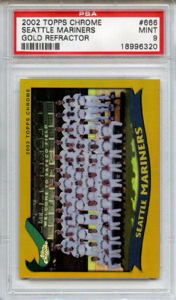 2002 Topps Chrome Gold Refractor Seattle Mariners Team PSA MINT 9