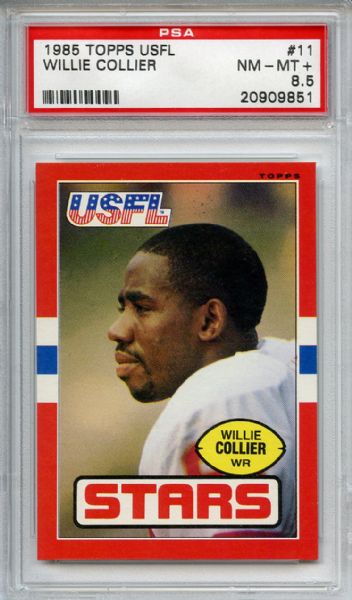1985 Topps USFL 11 Willie Collier PSA NM-MT+ 8.5
